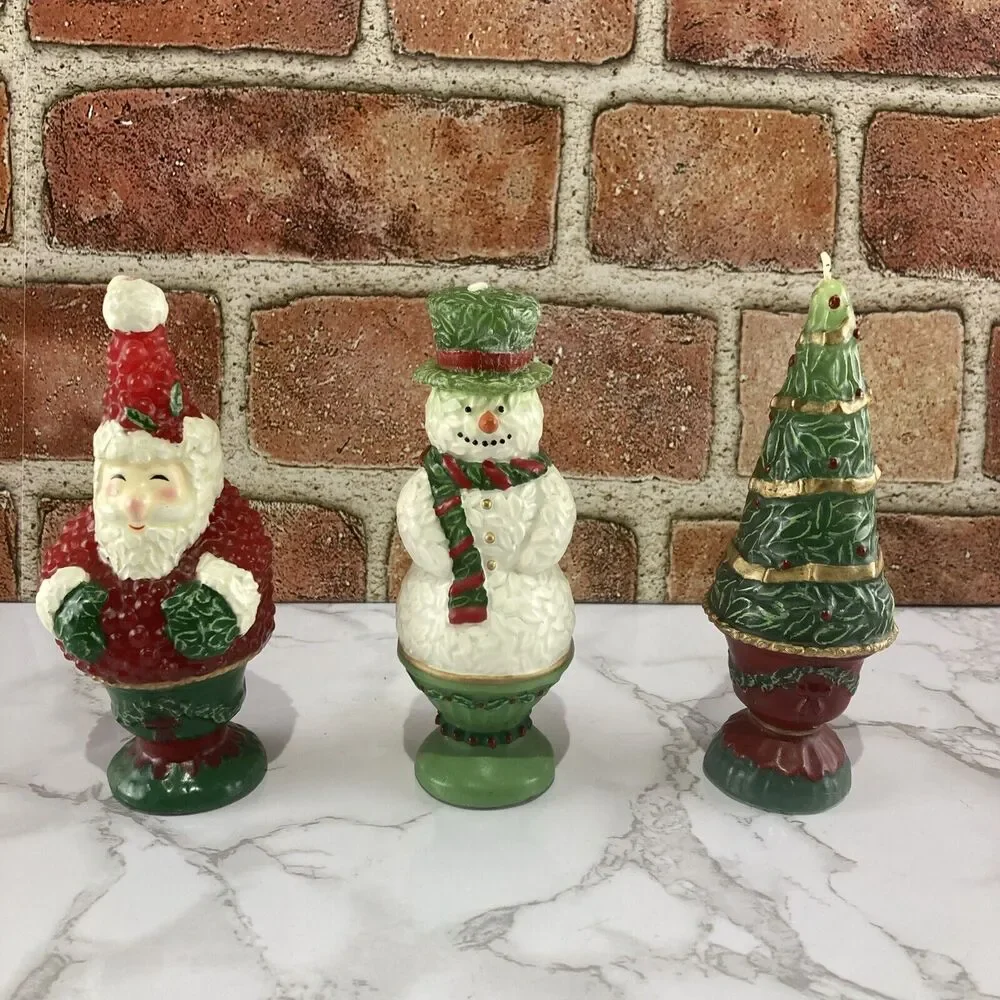 Christmas Topiary Candle Trio by The White Barn Candle Co. Santa Snowman Holiday
